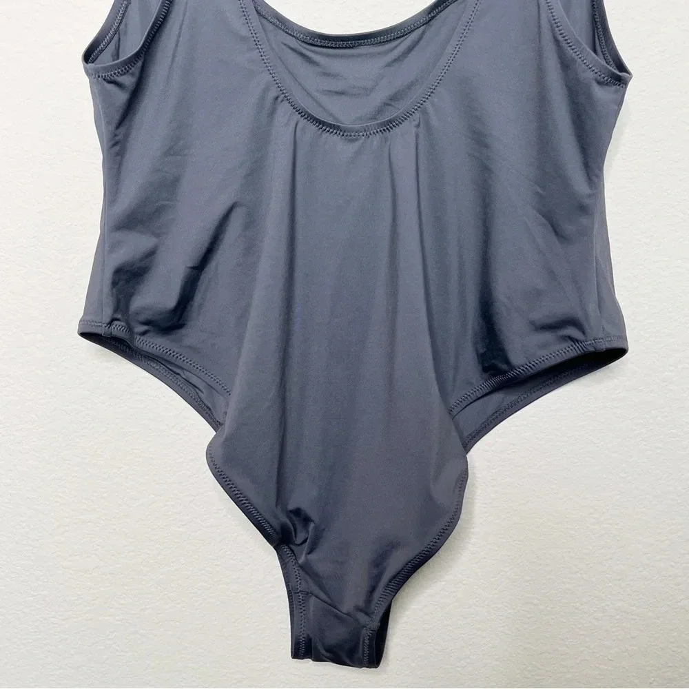 SKIMS Swim Scoop Neck One Piece Swimsuit in Gunmetal‎
